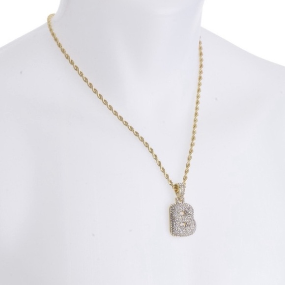 ☃️BOGO50%☃️ 🆕✨GOLD B✨BUBBLE LETTER INITIAL NECKLACE - Picture 5 of 12